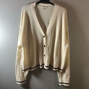 Madewell‎ Cream Textured Knit Button Front Cardigan Sweater Plus Size 2X